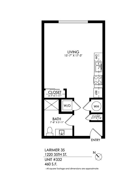 A drawing of a floor plan for a living space.